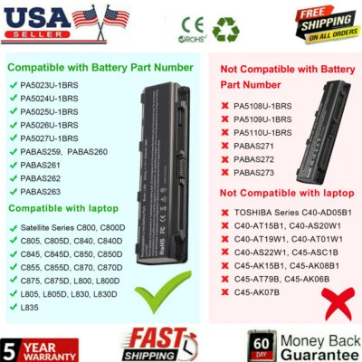 NUEVA PA5024U-1BRS Batería para Portátil Toshiba Satellite C850 PABAS260 PA5023U-1BRS Foto 1 de 4