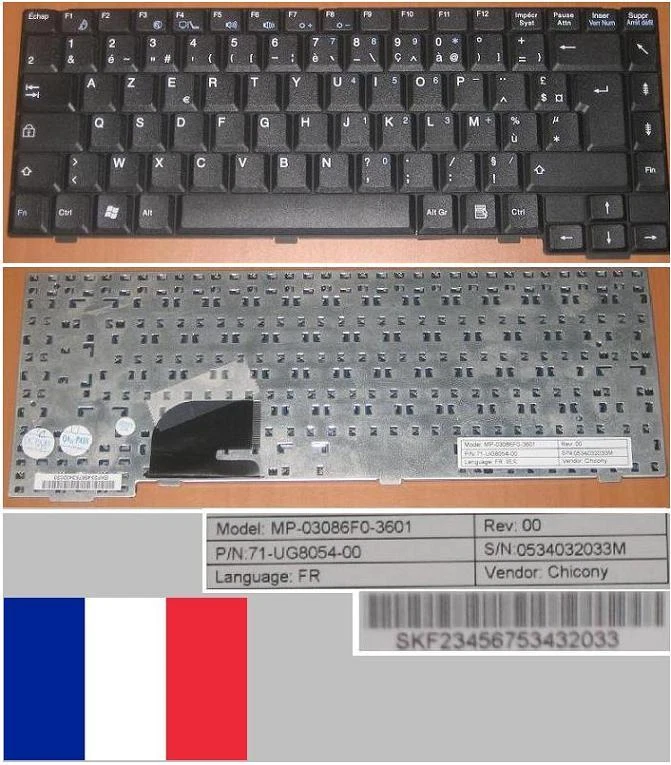 Tastiera AZERTY Francese Fujitsu Amilo A1640 A1645 MP-03086F0-3601 71-UG8054-00 - Immagine 1 di 1