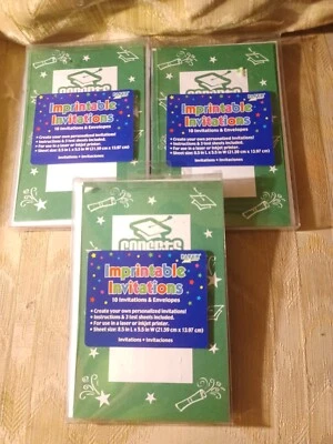 30 Paper Art Imprintable Invitations & Envelopes Green White Graduation 8.5"x5.5 - Image 1 of 4