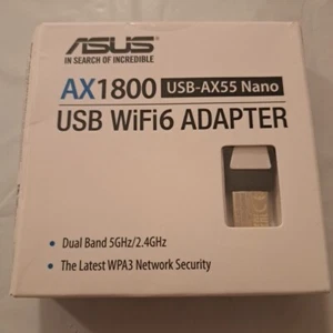 ASUS Dual Band AX1800 USB WiFi Adapter USB-AX55Nano USB 2.0 Gen1 WPA3 - Picture 1 of 3