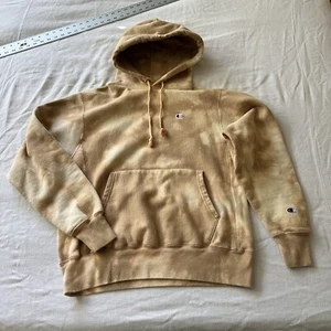 Champion Reverse Weave Hoodie Adult's Sz M Medium Tan Hand Dyed 1of 1 - Picture 1 of 10