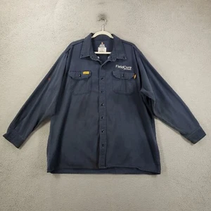 Lapco FR Shirt Mens 2XL Long Flame Resistant Work Workwear Dark Blue Distressed - Picture 1 of 13