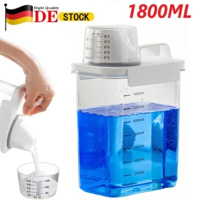 1,8L Waschmittelspender Mit Messbecher Luftdichter Aufbewahrungsbox Waschpulver - Bild 1 von 4