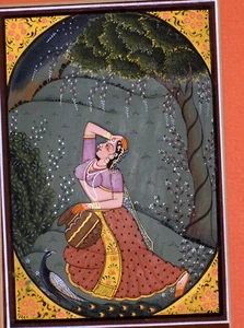 OLD Kamasutra Vintage Classic Art Painting Garden Queen Waiting for Love Superb - Picture 1 of 11