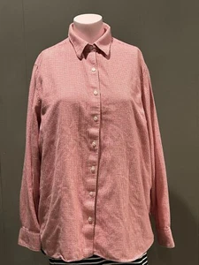 Lands End Portugese Flannel Red & White Check Long Sleeve Button Front w/ Collar - Picture 1 of 7