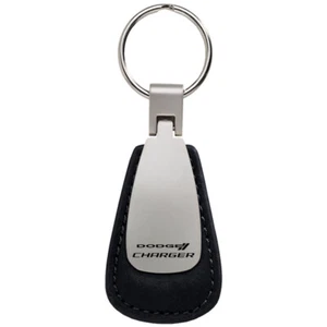 Licensed Black Leather Teardrop Keychain for Dodge Charger - AUGD4741 - Picture 1 of 2