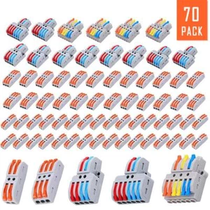 70 Stück Elektrische Drahtverbinder Kompakt Spleißen Schnell Push-in Sortiment Pack - Bild 1 von 12