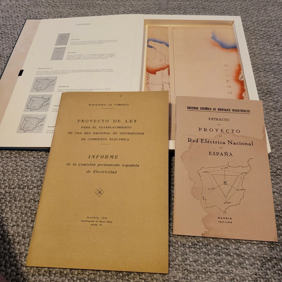 LIBRO RED ELECTRICA ESPANA CAMINOS LUZ ESPANA DOS VOLUMENES MAPA FACSIMIL - Imagen 1 de 4