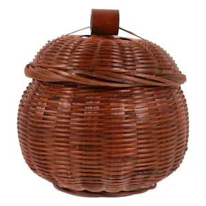 Storage Basket Desktop Bamboo Woven Storage Holder Storage Organizer with Lid - Picture 1 of 12