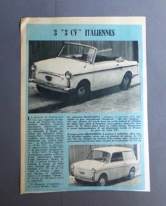 PUBLICITE ANCIENE ADVERT CLIPPING 61017 VOITURE CABRIOLET FOURGONNETTE BIANCHINA - Picture 1 of 1
