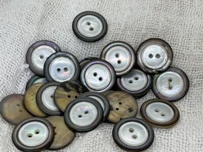 24 Vintage Abalone Pearl Buttons w White MOP Inserts - Image 1 of 4