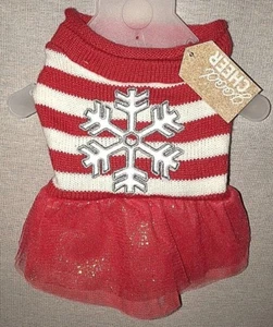 Good Cheer Red, White & Silver Striped Sweater With Snowflake Design & Tutu - XS - Picture 1 of 3