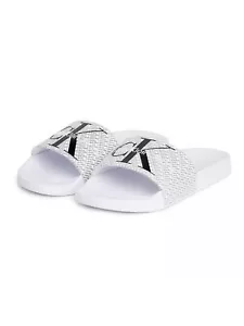 Calvin Klein Jeans Mujer Zapatos Slide AOP Mujer Blanco Zapatillas - Imagen 1 de 1