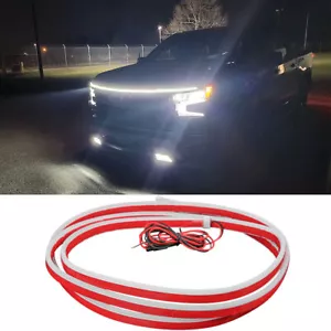 Universal White Flexible Car Hood Day Running LED Light Strip Accessories USA - Picture 1 of 20