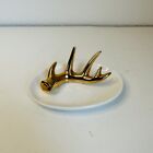 Gri Coastal Design Ceramic Gold Deer Antler Ring Dish Jewelry Holder Plate 5X2