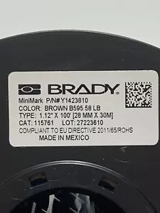 BRADY Continuous Brown Vinyl Label Roll 1-1/8" in x 100' Outdoor 115761 - Picture 1 of 6