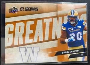 Brady Oliveira (Winnipeg, MB) - 2024 Upper Deck CFL "Greatness" Card #91 - Picture 1 of 2