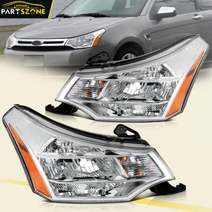 Headlights Assembly Fits 2008-2011 Ford Focus S SE SES SEL Chrome Housing Pair - Picture 1 of 15