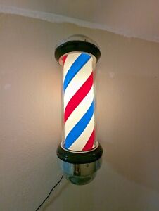 VINTAGE PLUG IN BARBER POLE LAMP with chrome finish - WORKS GREAT!