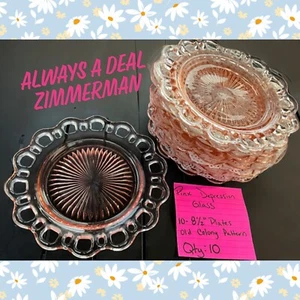 Pink Depression Glass 10 PLATES Old Colony Lace Edge Open Lace 8.5” PLATE - Picture 1 of 7
