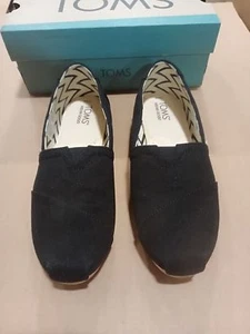 UsedLikeNew_TOMS Women's Alpargata Recycled Cotton Canvas Slip On Sneake_Black - Picture 1 of 6