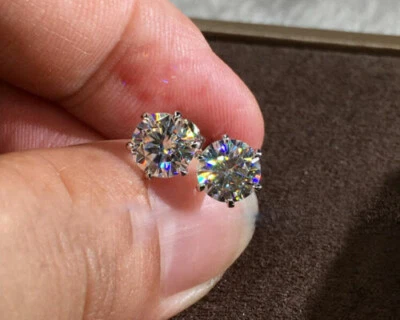 2Ct Round Cut Lab-Created Diamond 14K White Gold Plated Solitaire Stud Earrings - Image 1 of 4