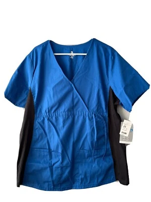 White Swan Fundamentals Women’s 2XL Royal Blue Solid Scrub Top - Image 1 of 4