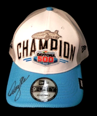 Gorra autografiada Denny Hamlin 2020 Daytona 500 Champion firmada con fecha nueva Foto 1 de 4