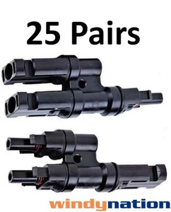25 Pairs Solar Panel T Branch Connector Splitter Coupler Compatible - Picture 1 of 1