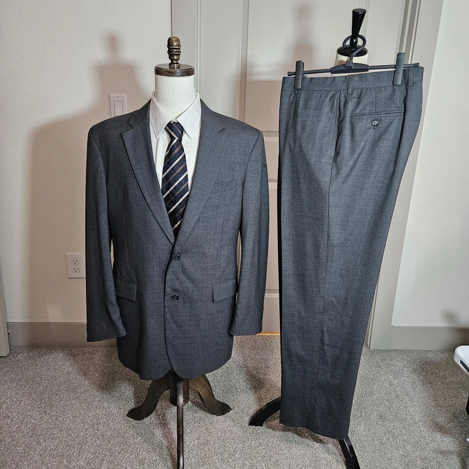 Jos A Bank 2 piezas 42L 100 % lana traje hombre pantalones 36x32 gris Foto 1 de 4