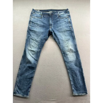 Jeans masculino G Star RAW tamanho 38x32 D STAQ 3D fino médio azul lavagem slim fit - Imagem 1 de 4