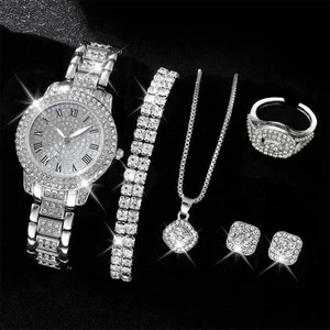 Set 6 pezzi orologi al quarzo di lusso da donna - elegante bracciale cristallo regalo - Foto 1 di 14