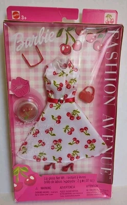 Barbie Fashion Avenue Cherry Dress Outfit Lip Gloss Mattel #56645 New 2002 - Image 1 of 3