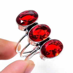 Red Garnet Gemstone Handmade 925 Sterling Silver All Size Ring For Gift - Picture 1 of 1