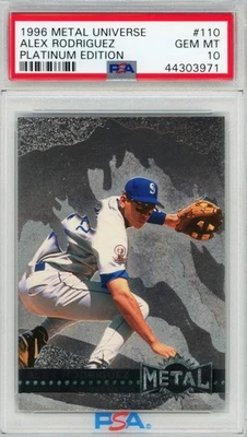 ALEX RODRIGUEZ 1996 METAL UNIVERSE EDICIÓN PLATINO #110 PSA 10 GEMA COMO NUEVA (POP 7) Foto 1 de 2