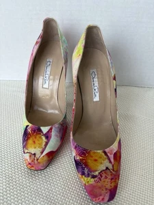 Oscar De La Renta High Heels Size 37 Floral Pumps - Picture 1 of 10