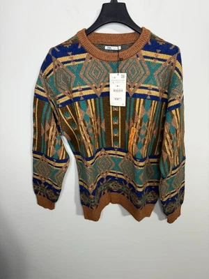 New With Tags ZARA Jacquard Wool Blend Sweater Multicolor Men’s Size Large - Image 1 of 4
