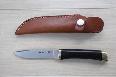 Cuchillo de caza Hattori 3718 punto de caída en muy buena condición-10 mango de ébano con funda D52 Foto 1 de 4