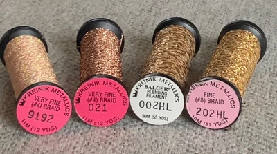 Lote de 4 hilos trenzados Kreinik Metallics ORO ROSA Foto 1 de 3