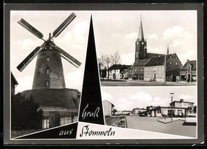 Stommeln, Ansichtskarte, Windmühle, Kirche, Ortspartie  - Picture 1 of 2