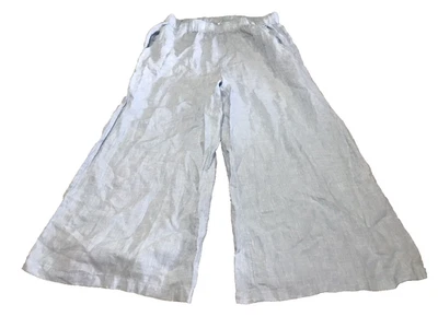 Vineyard Vines Women XL Wide Leg Linen Elastic Waist Pant Pull On Pockets Blue - Image 1 of 4