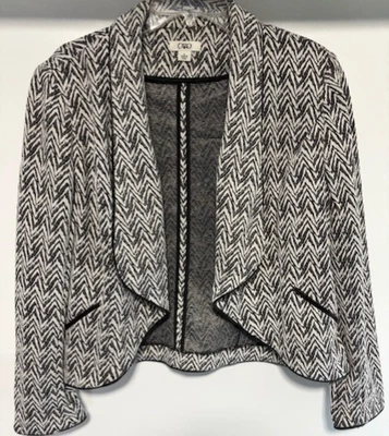 Chaqueta Cato L Blazer Negro Blanco Frente Abierto Borde Chevron Pulido Carrera Clásico Foto 1 de 4