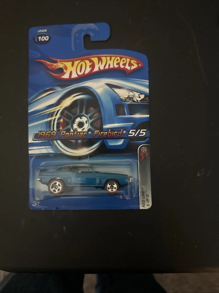 2006 Hot Wheels Red Line 5/5 1969 PONTIAC FIREBIRD Azul com Linha Vermelha 5 Raios #100 - Imagem 1 de 2