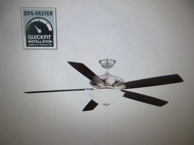 Hampton Bay Abbeywood 60 in. LED Brushed Nickel Ceiling Fan With Light Kit - Image 1 of 4