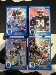 Juego de 4 tarjetas de fútbol americano Star Company Bo Jackson 1988 espalda en blanco raro JH 12F - Imagen 1 de 2