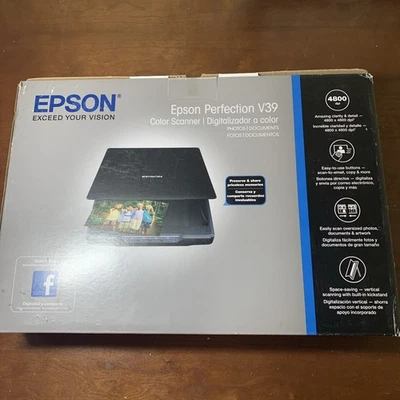 Epson Perfection V39 Flatbed Scanner Black NEW IN BOX SEALED Color Photo Scanner - Image 1 of 4