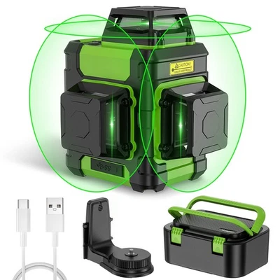 Laser Level 360 Self Leveling, Rechargeable Green Laser 3x360° Cross Line Laz... - Image 1 of 4
