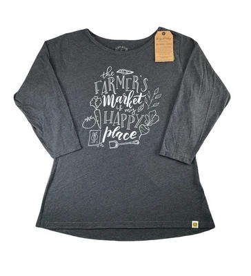 Футболка графическая John Deere The Farmers Market Is My Happy Place рукав 3/4 серая размер XL - Изображение 1 из 3