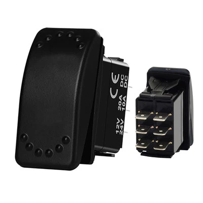 BANDC Waterproof 3 Position Rocker Switch 12V 20A 6 Pin DPDT on off on Marine Boat