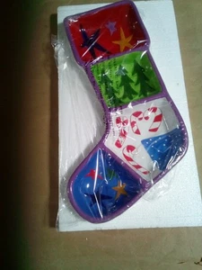 Elements Large Christmas Holiday Stocking Serving Tray Platter Nuts Candy Treats - Picture 1 of 5